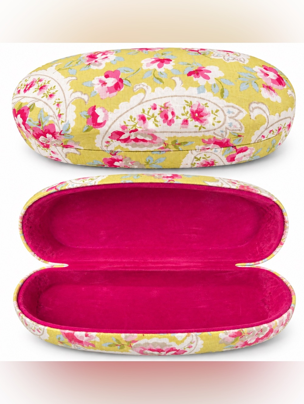 Floral Yellow Paisley Eyeglass Case - Unbranded Dome Case